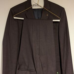 Men's Classic Brown Two-Piece Suit Blazer & Trousers
